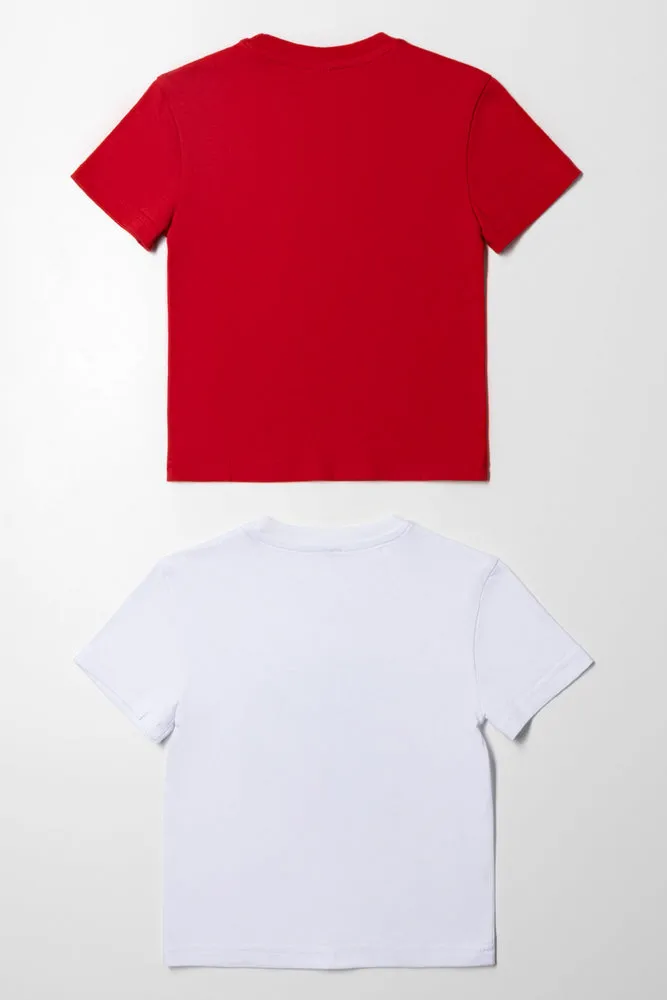 2 Pack Dinosaur T-Shirts White And Red