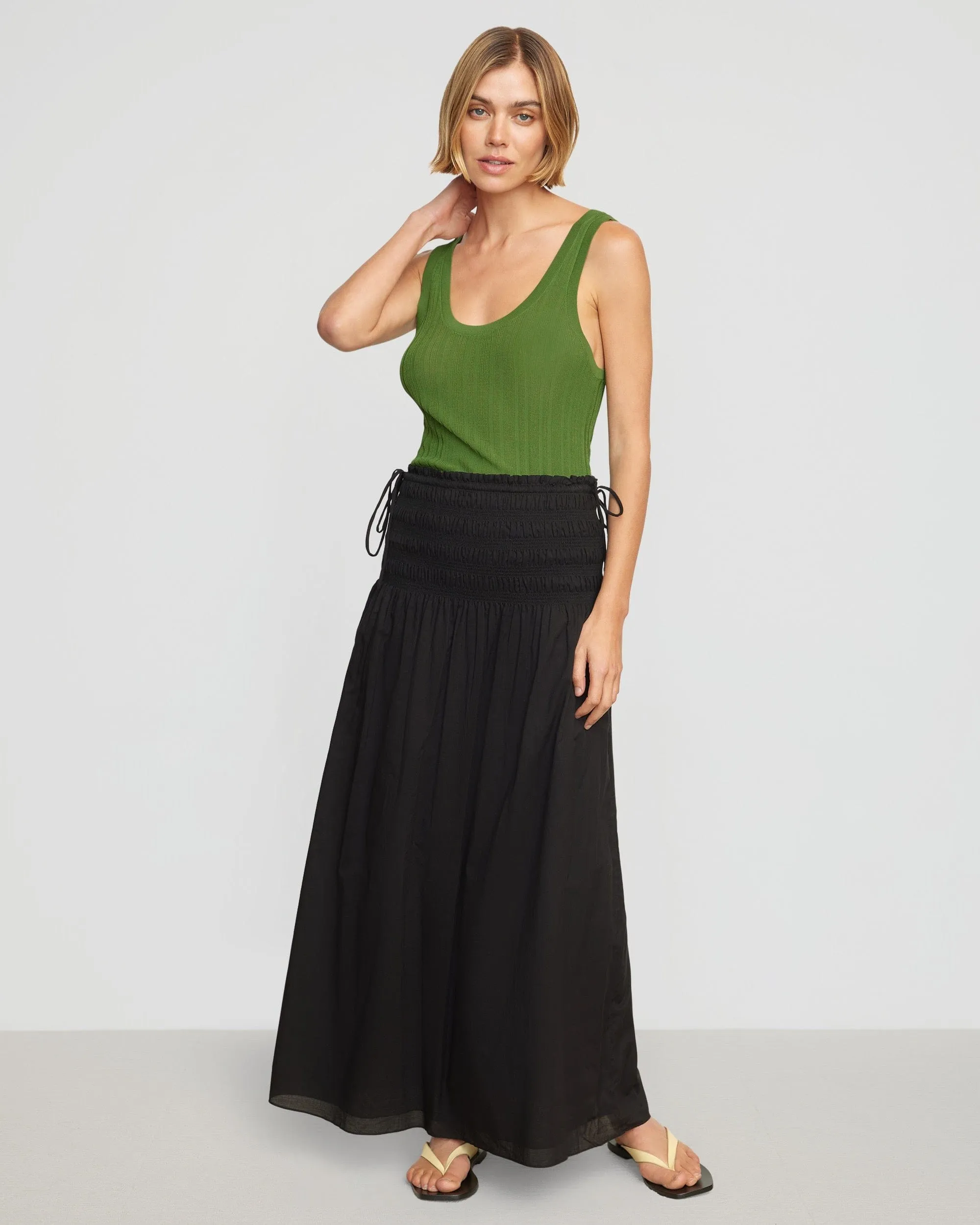 Adé Smocked-Waist Maxi Skirt