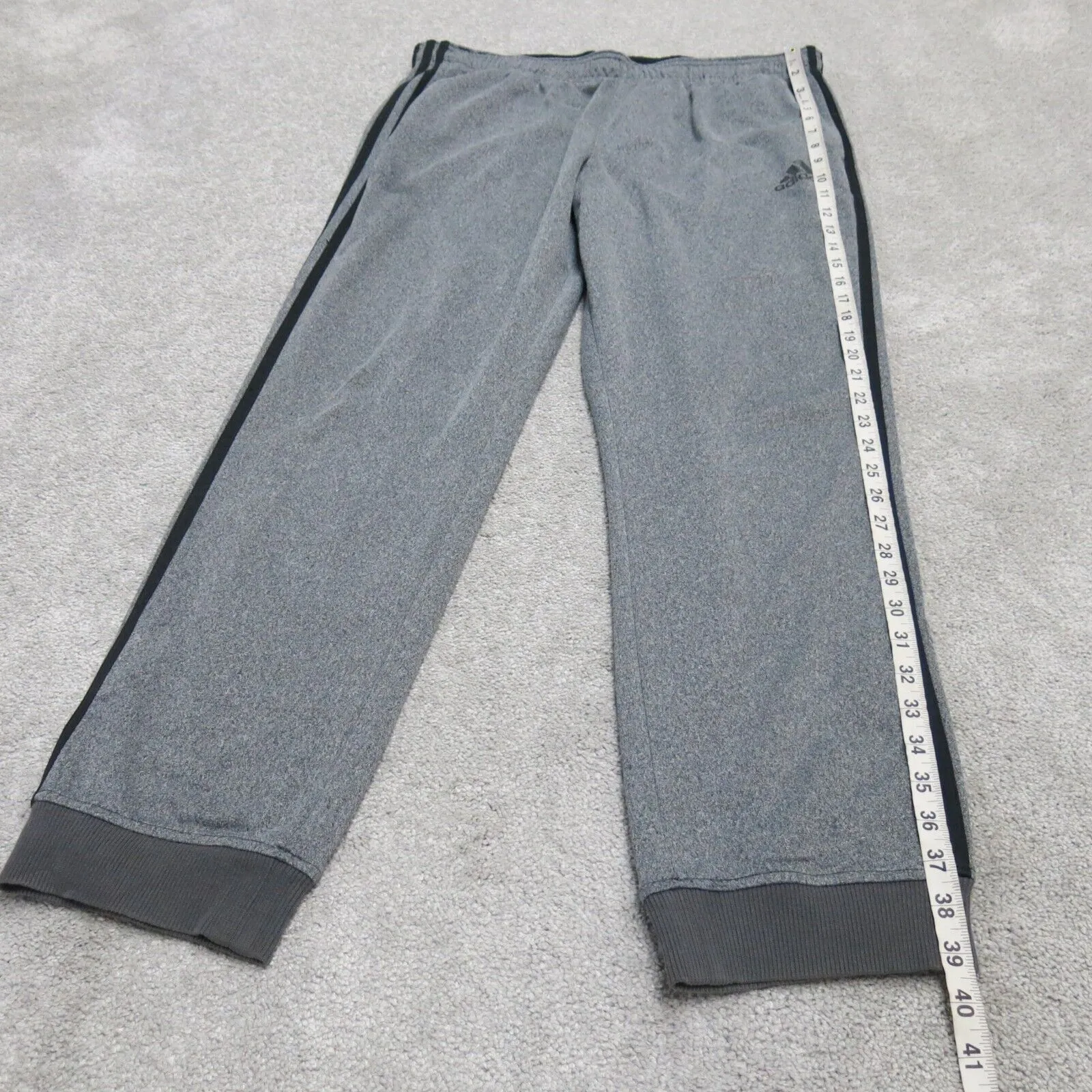 Adidas Men Activewear Track Jogger Pant 3 Striped Elastic Waist Heather Gray XL