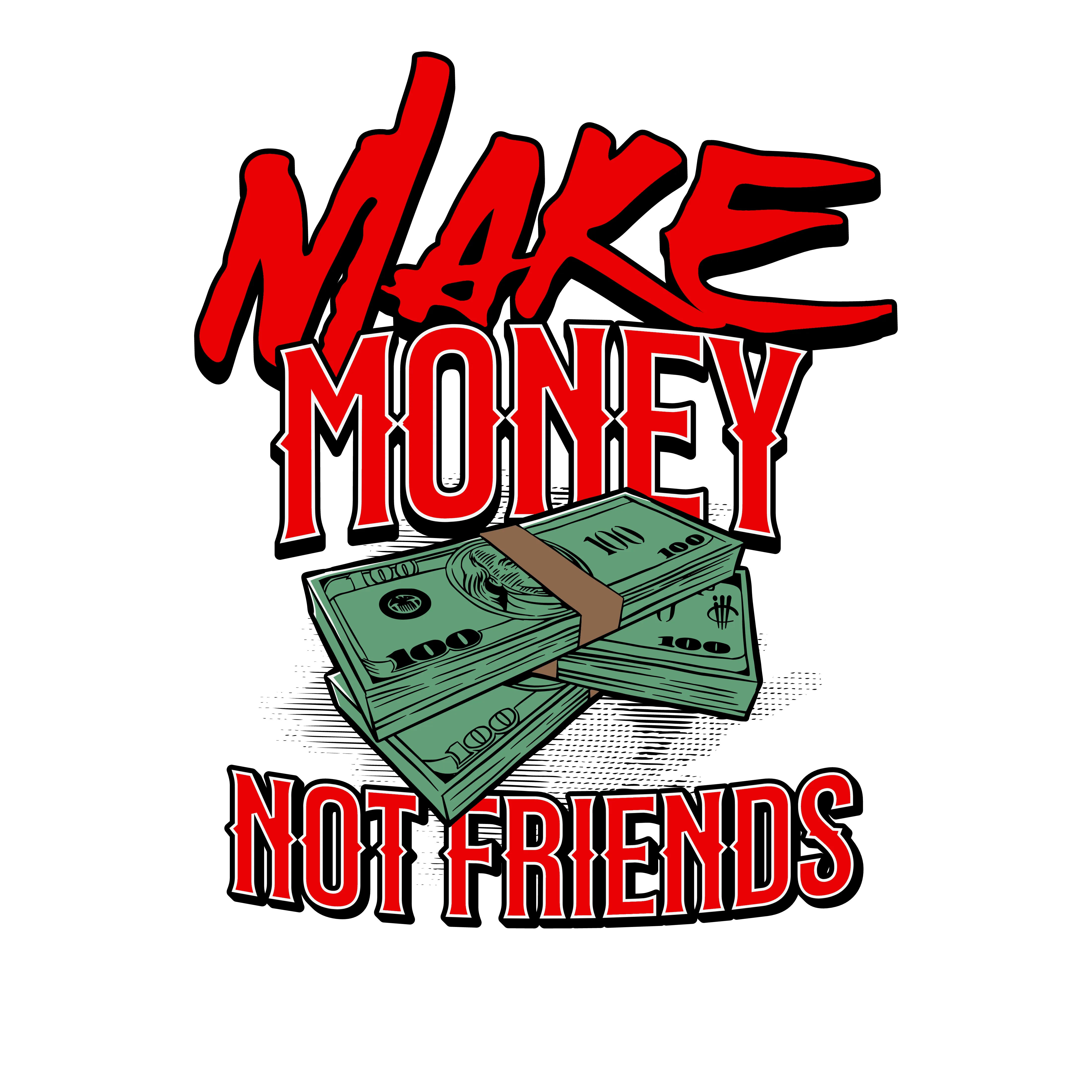 Air Jordan 4 Red Cement - White T-Shirt (MAKE MONEY NOT FRIENDS)