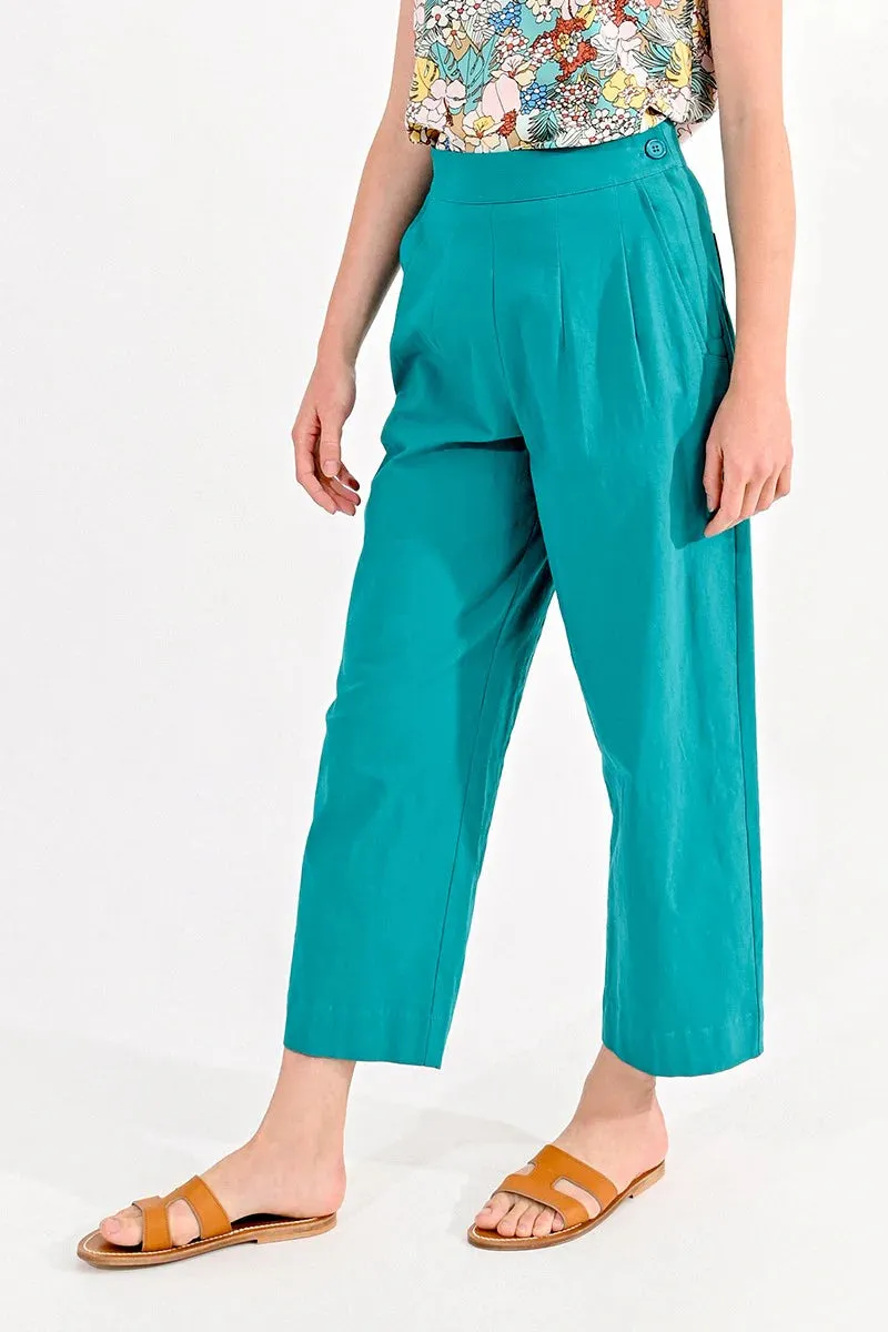 Ankle Length Wide Leg Pants - Green