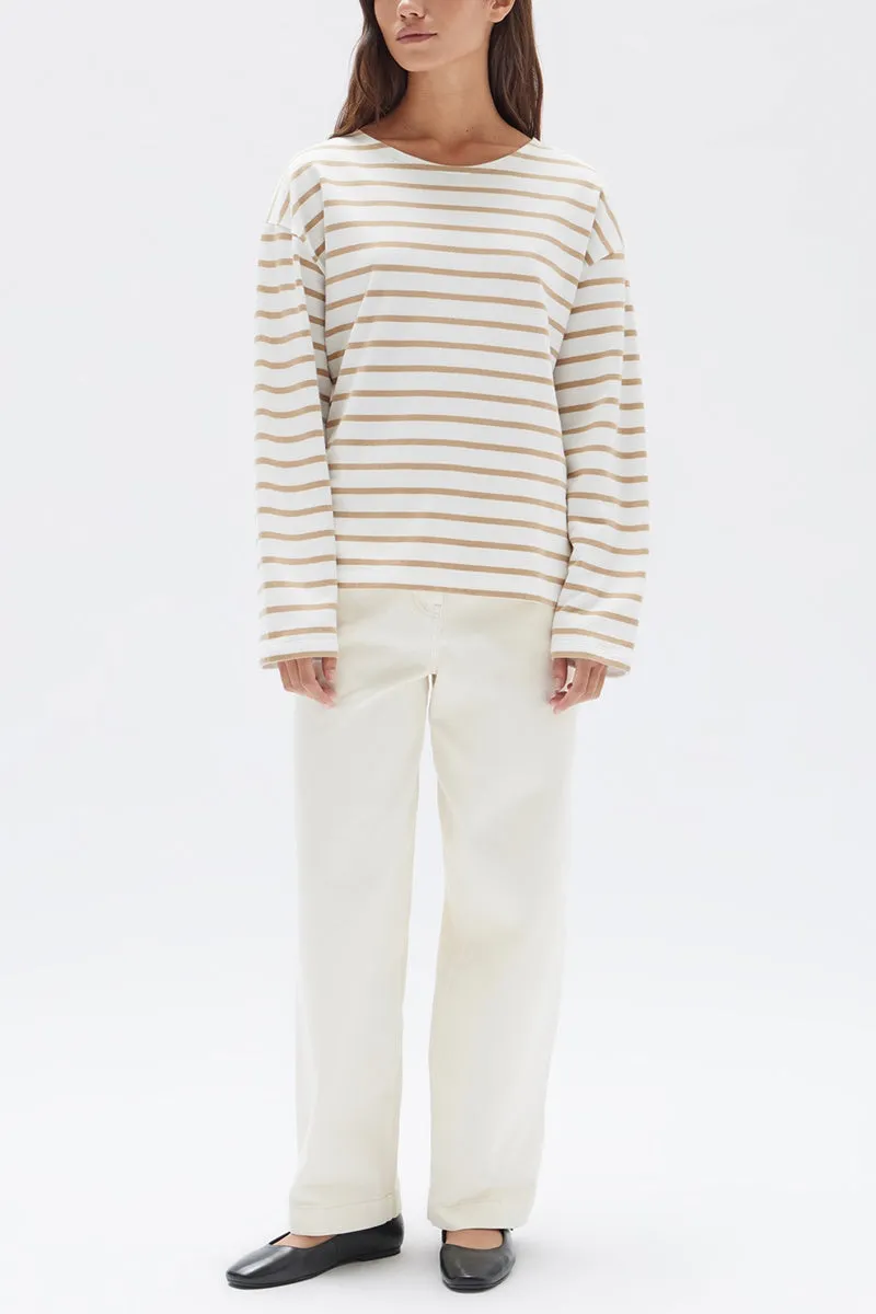 Assembly Label - Bateau Long Sleeve Tee - Tan/White