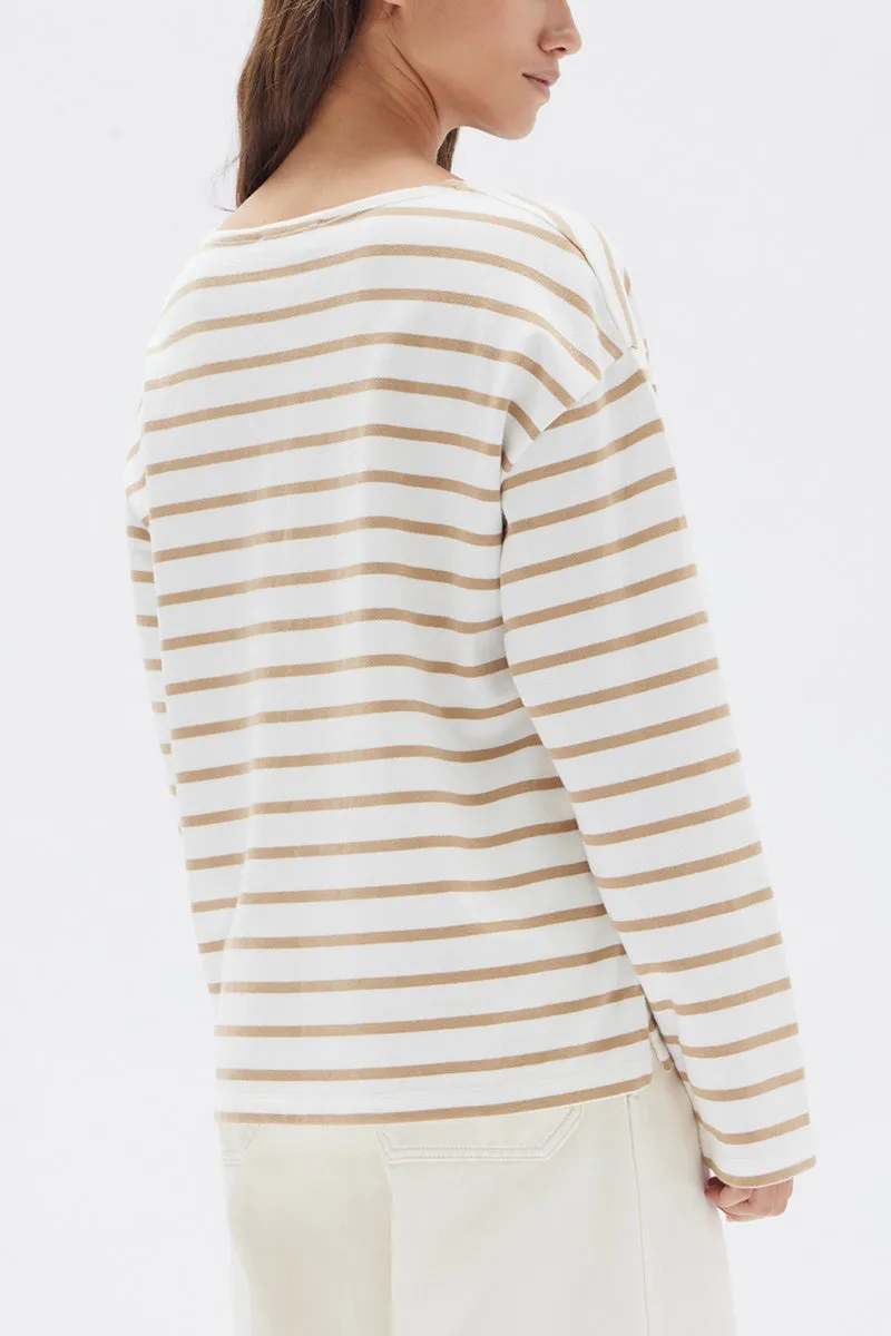 Assembly Label - Bateau Long Sleeve Tee - Tan/White