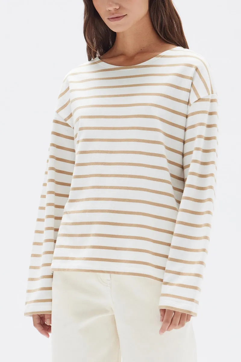 Assembly Label - Bateau Long Sleeve Tee - Tan/White