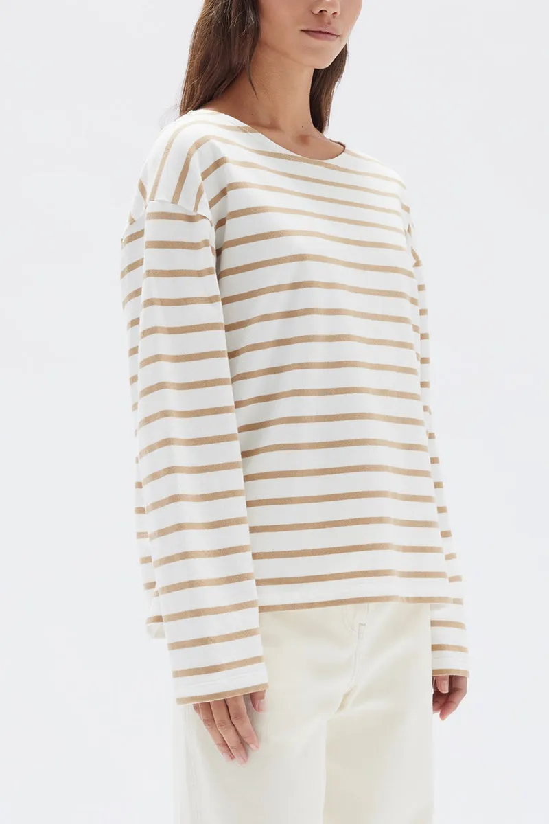 Assembly Label - Bateau Long Sleeve Tee - Tan/White