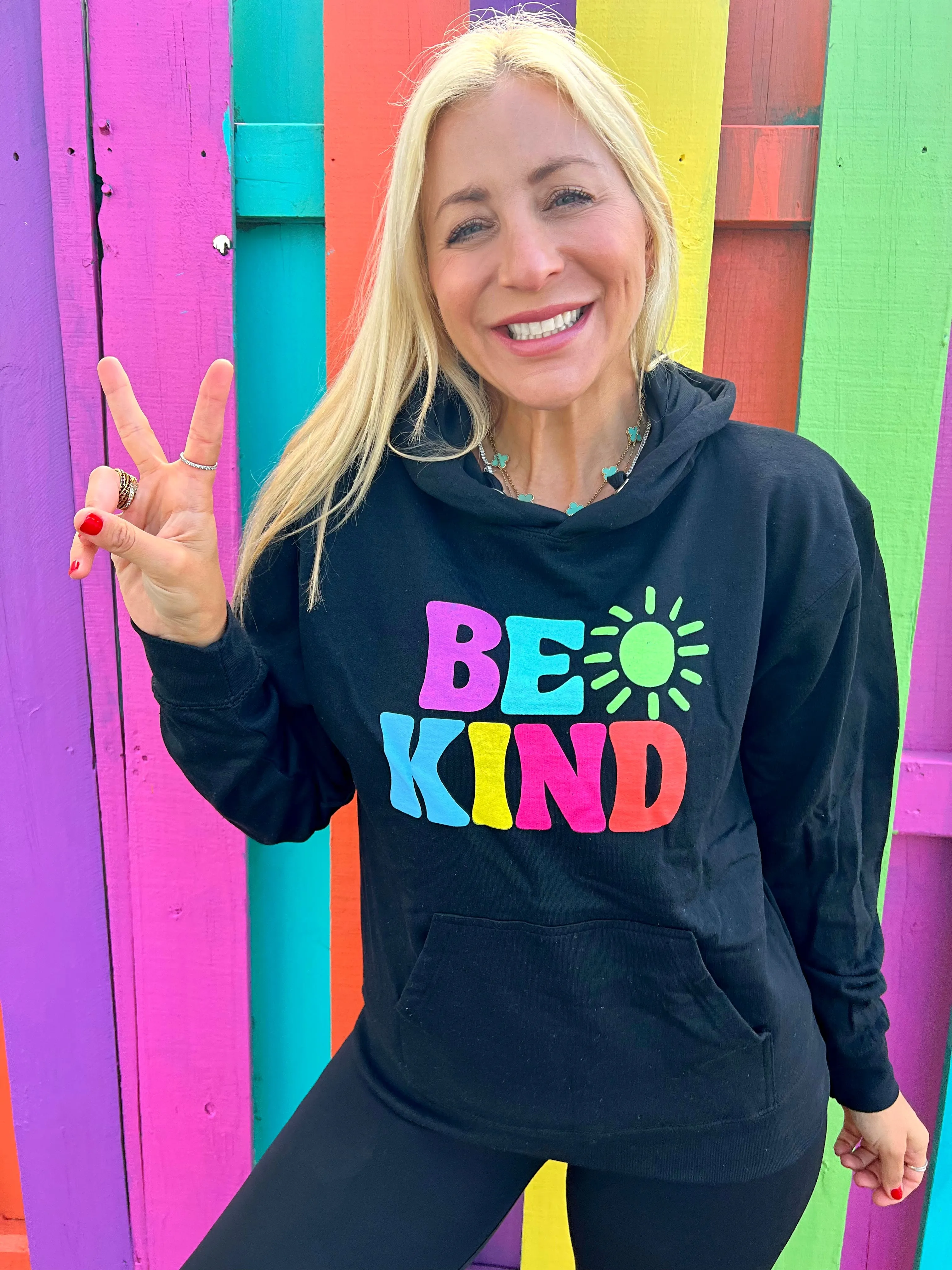 Be Kind Rainbow Black Hoodie