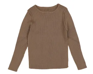 Belati Taupe Basic Ribbed Knit Baby Shell (BKN473-1)