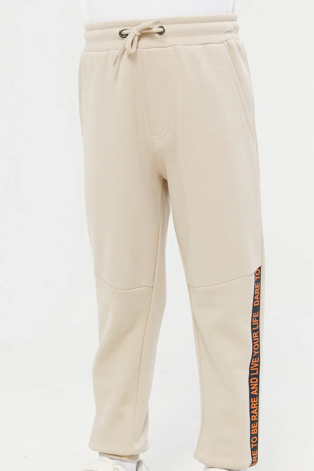 Boys Beige Soft Track Pants