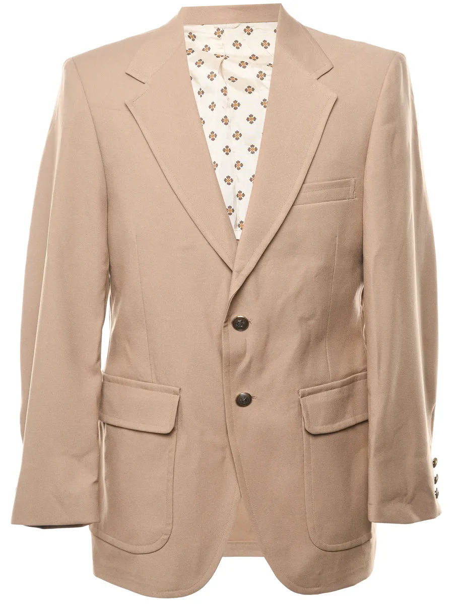 Button Front Beige Classic Blazer - L