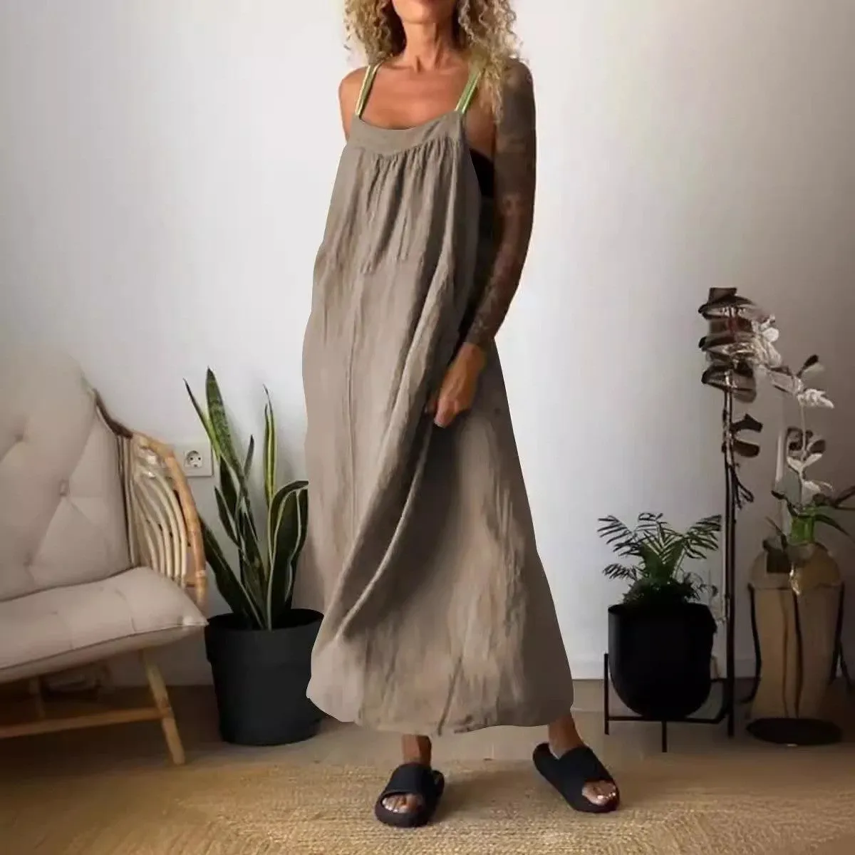 Casual Cotton and Linen Maxi dress