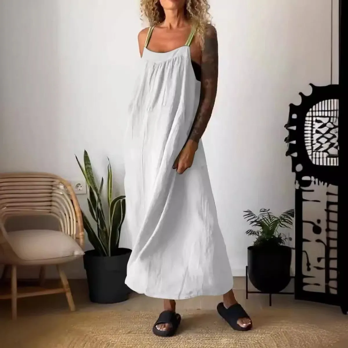 Casual Cotton and Linen Maxi dress