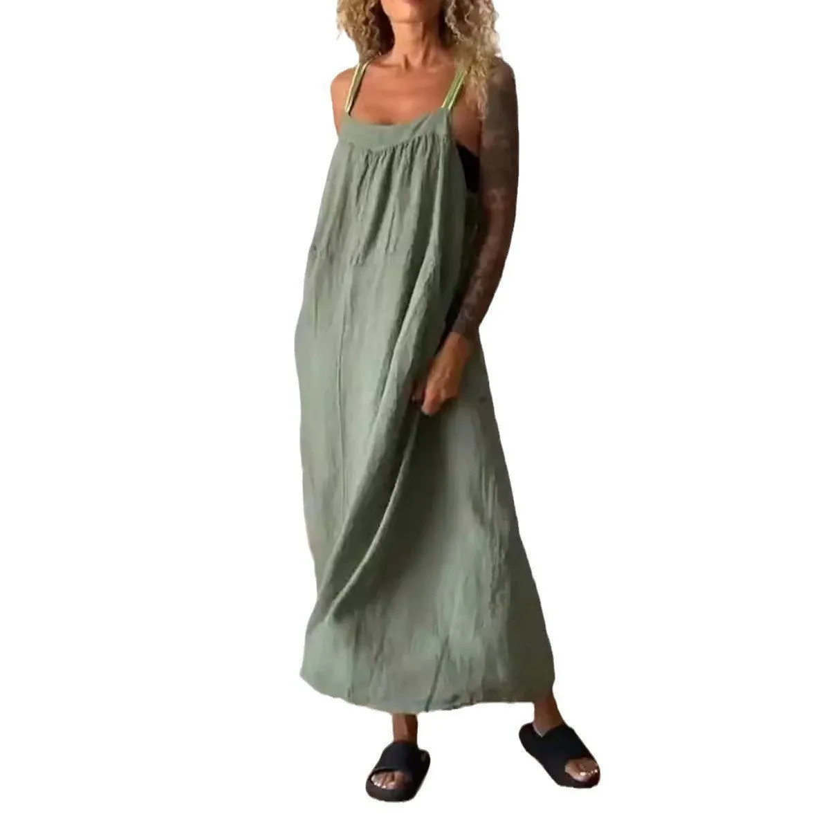 Casual Cotton and Linen Maxi dress