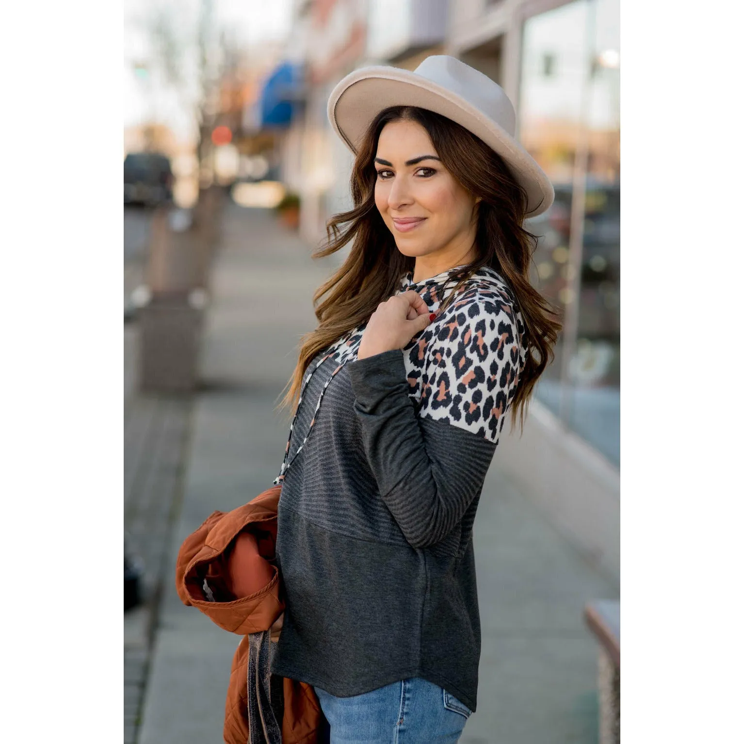 Comfy Leopard Blocked Hoodie