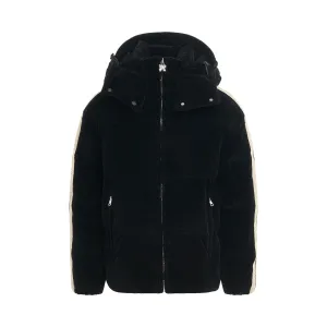 Corduroy Hooded Track Down Jacket in Black