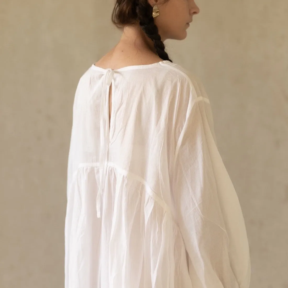 COTTON SEISOEN DRESS IN WHITE