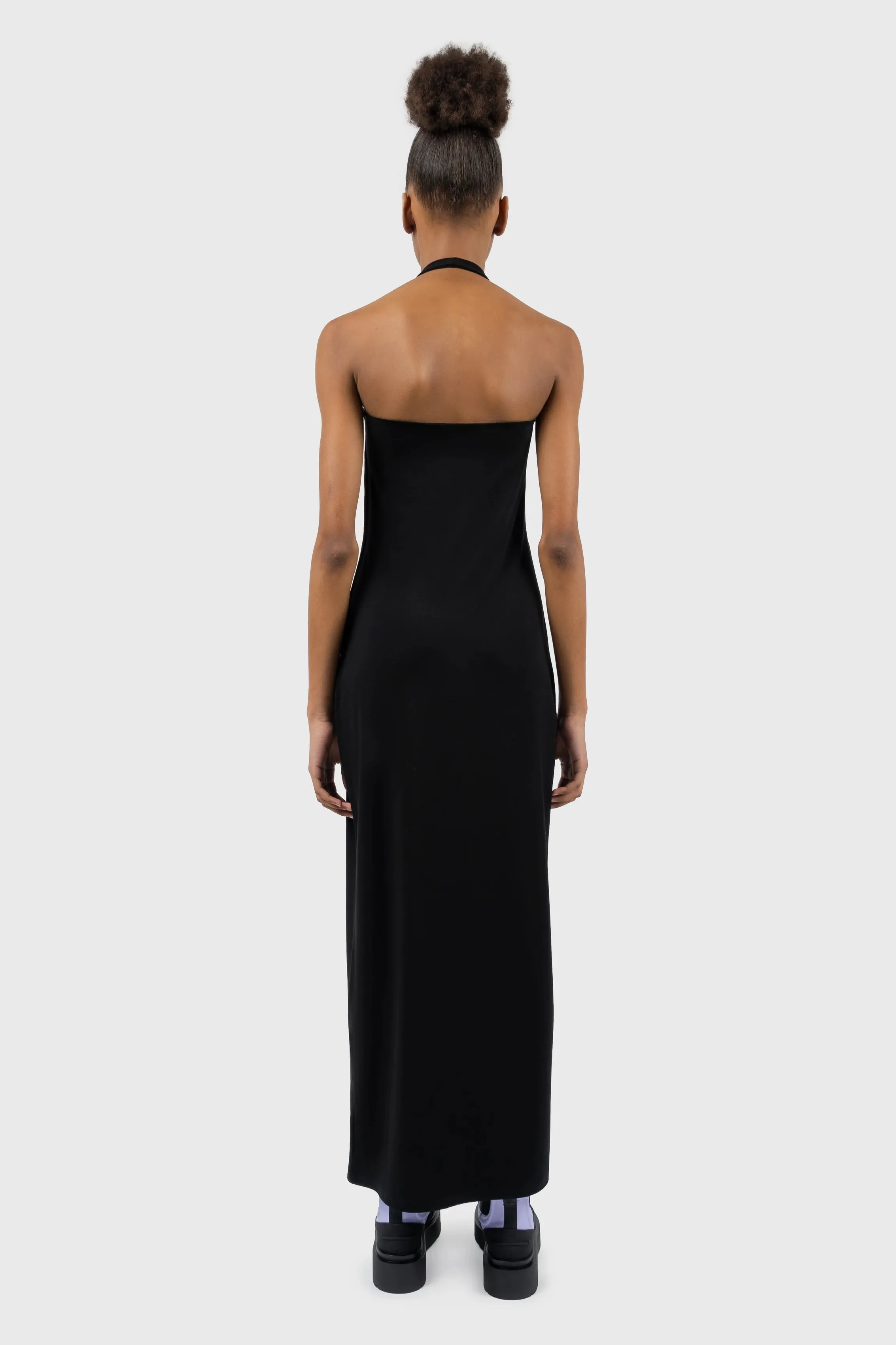 Cross Halterneck Jersey Column Maxi Dress