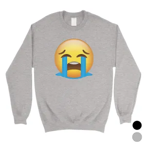 Emoji-Crying Unisex Crewneck Sweatshirt Emotional Halloween Costume