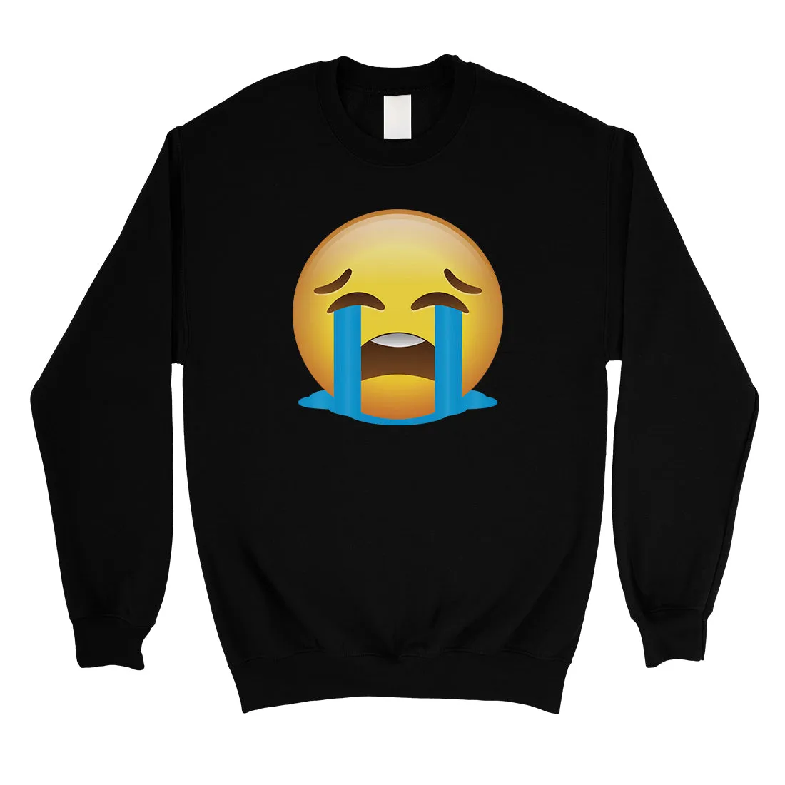 Emoji-Crying Unisex Crewneck Sweatshirt Emotional Halloween Costume