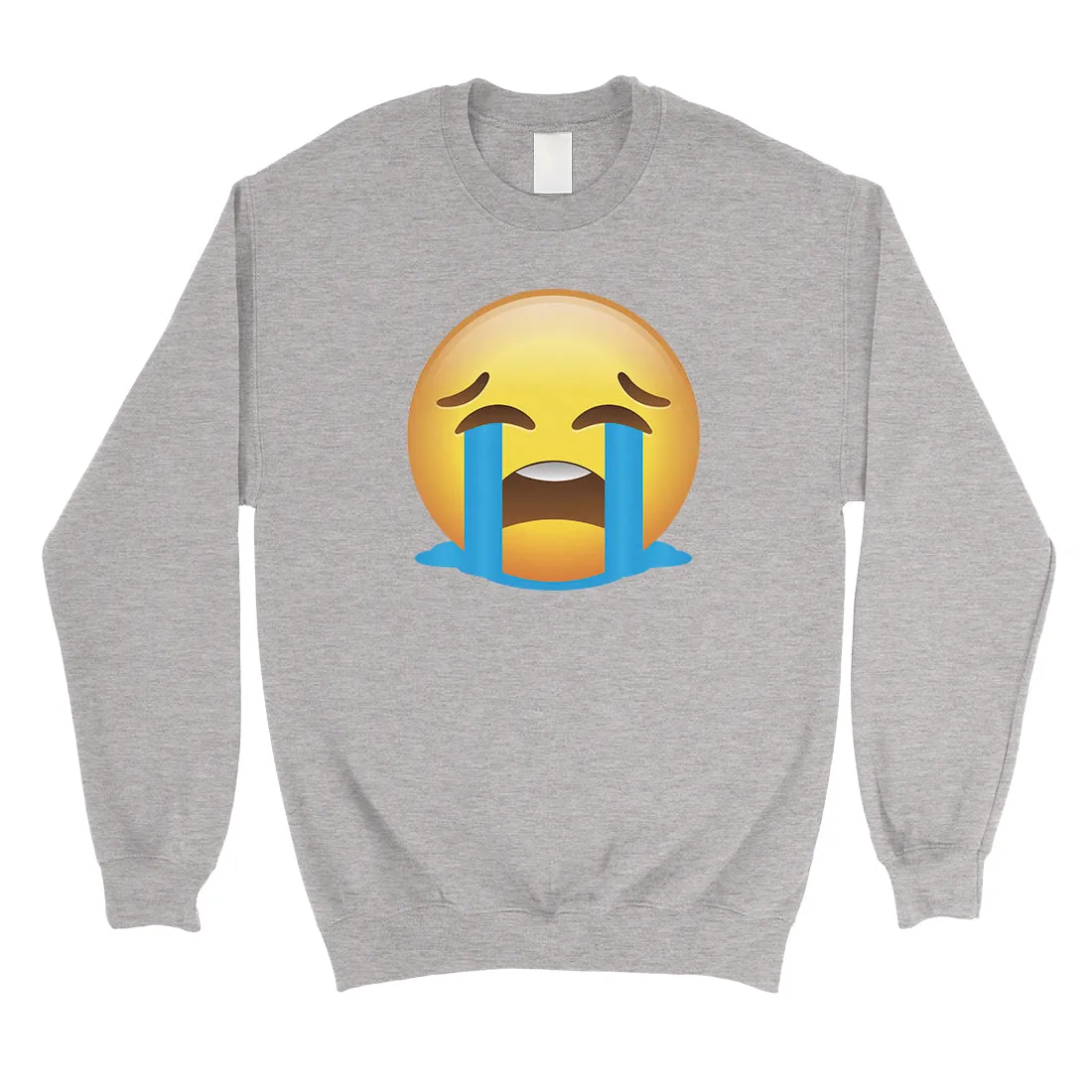 Emoji-Crying Unisex Crewneck Sweatshirt Emotional Halloween Costume