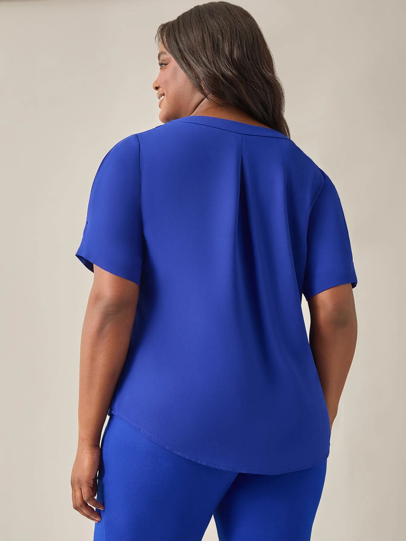 Everyday V-Neck Blouse, Royal Signature