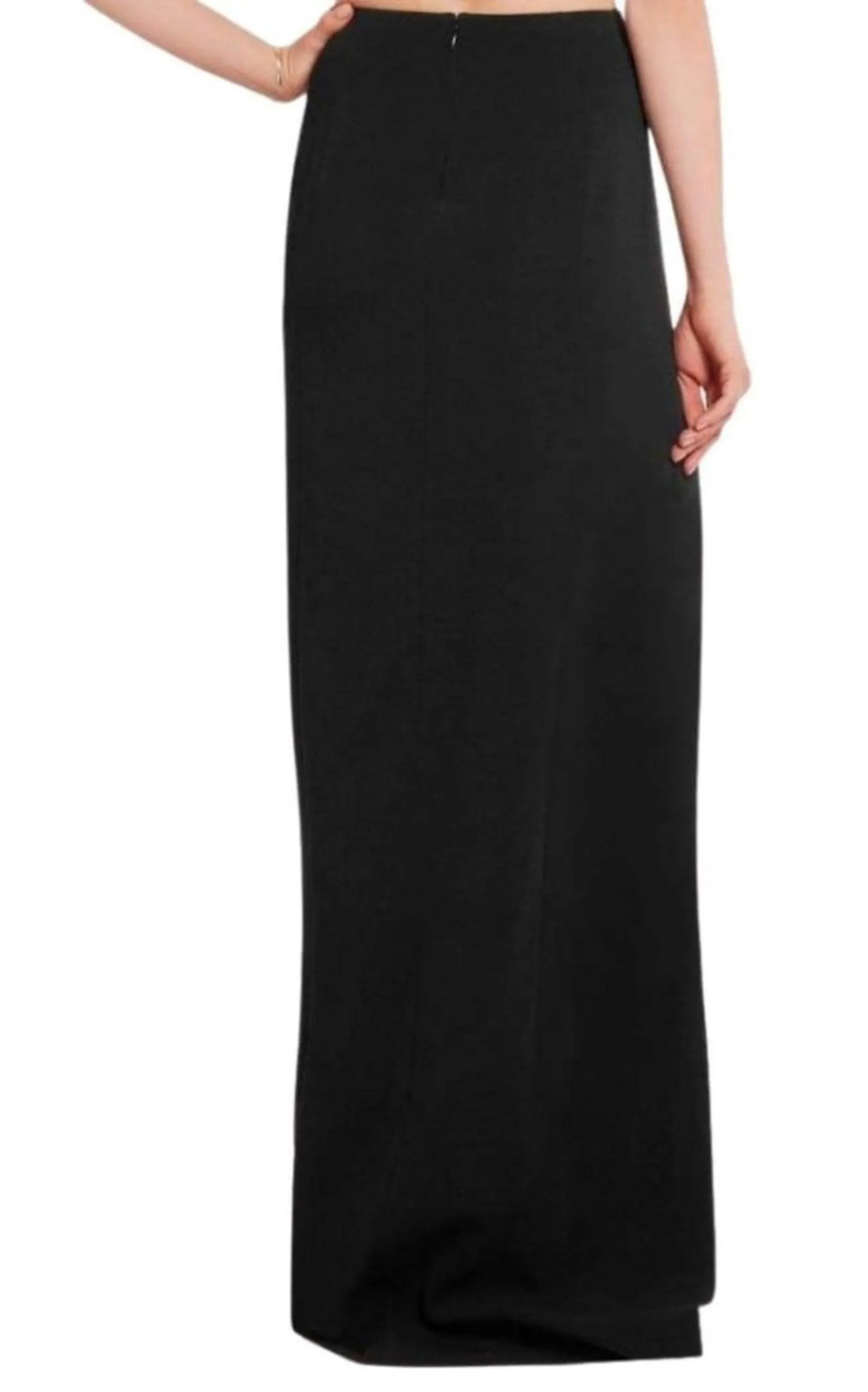 Eyelet Detail Stretch Crepe Maxi Skirt