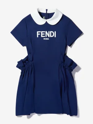 Fendi Girls Logo Print Pocket Dress