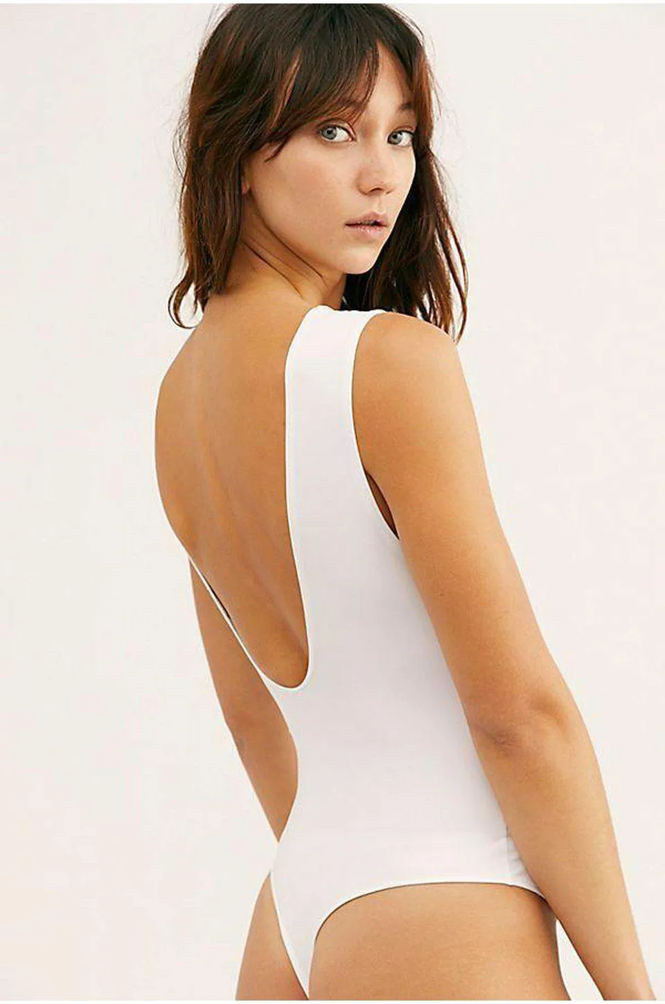 Free People Keep It Sleek Bodysuit In White