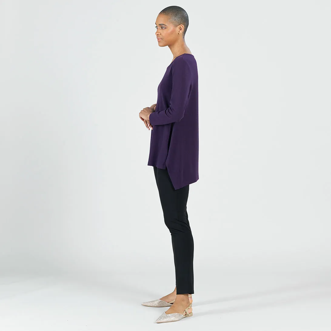 French Terry-Like Knit - Parachute Hem Sweater Tunic - Eggplant - Final Sale!