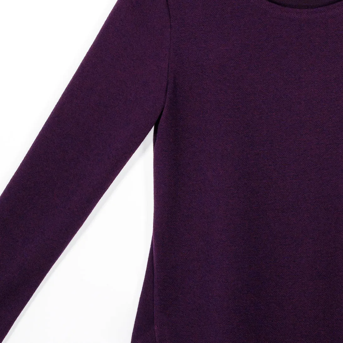 French Terry-Like Knit - Parachute Hem Sweater Tunic - Eggplant - Final Sale!