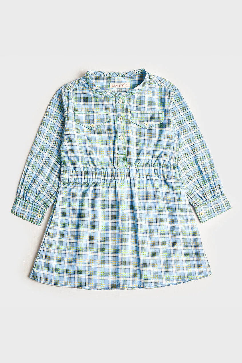 Girls Sky Checkered Top