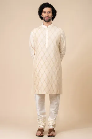 Gold Kurta Set With Texture Detailing