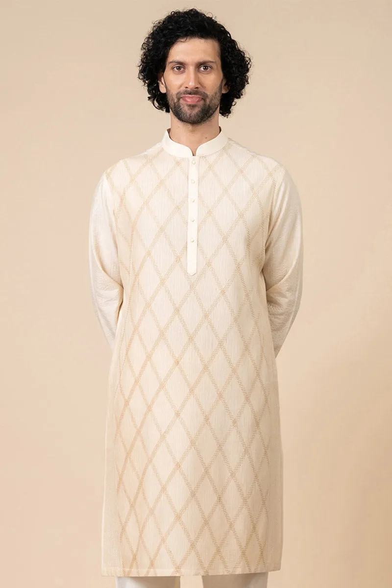 Gold Kurta Set With Texture Detailing