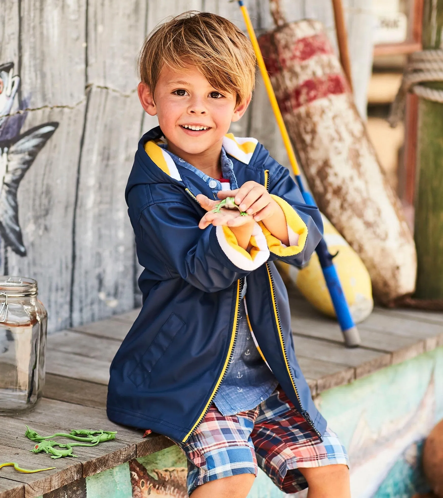 Hatley Splash Jacket Navy & Yellow