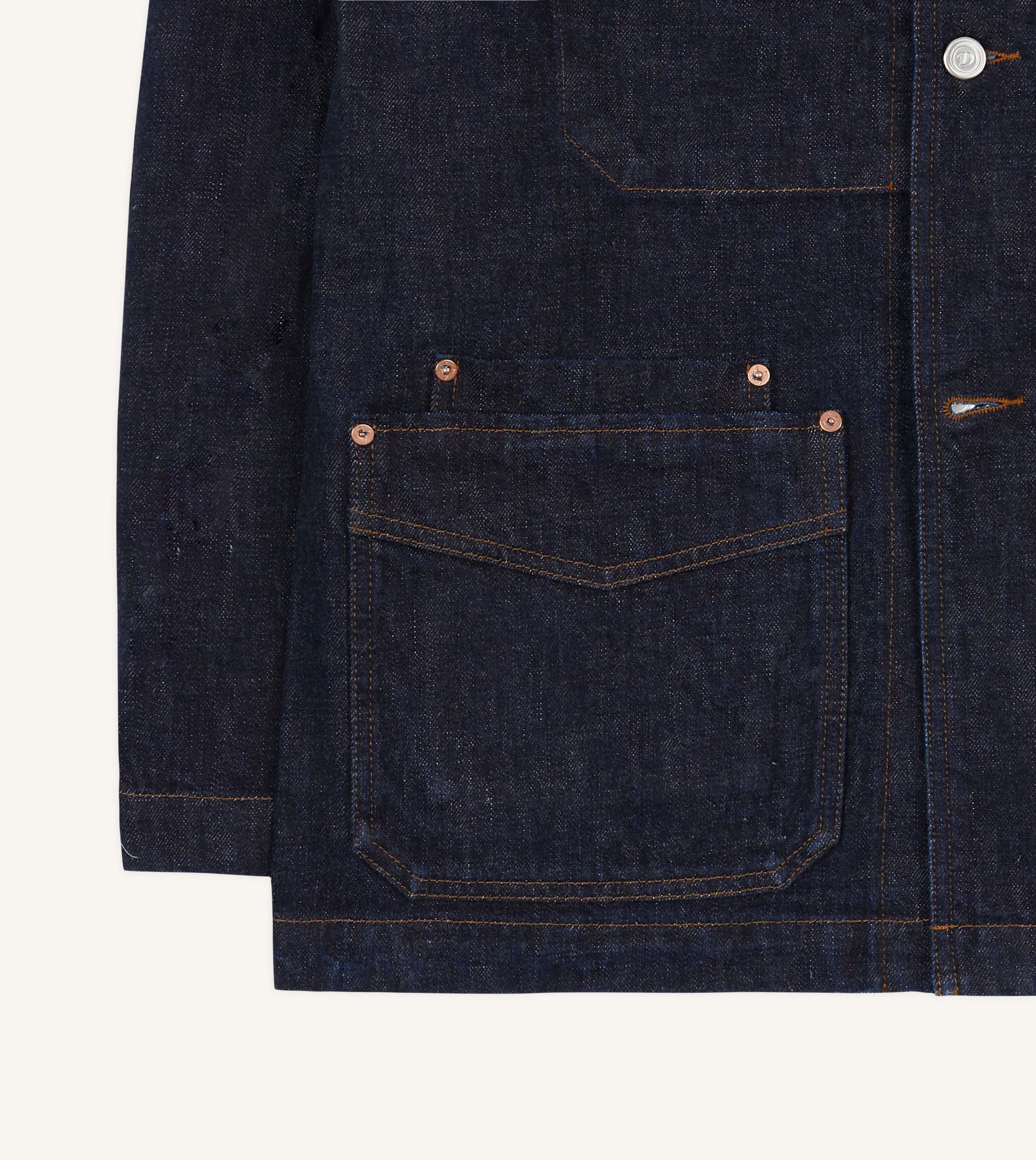 Indigo Rinse Denim Five-Pocket Chore Jacket