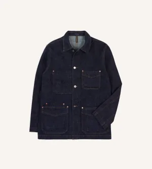 Indigo Rinse Denim Five-Pocket Chore Jacket