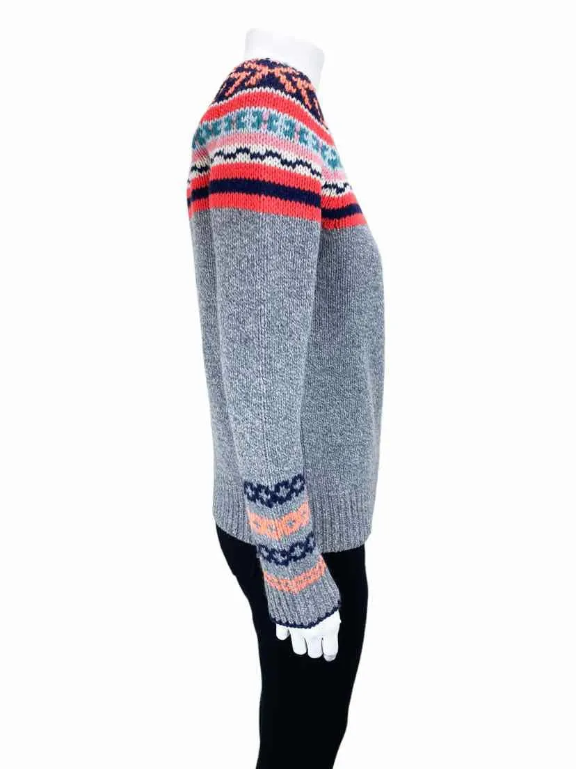 J. Crew Factory, Women's Fairisle Crewneck Sweater, Grey Heather/Multi, Size M