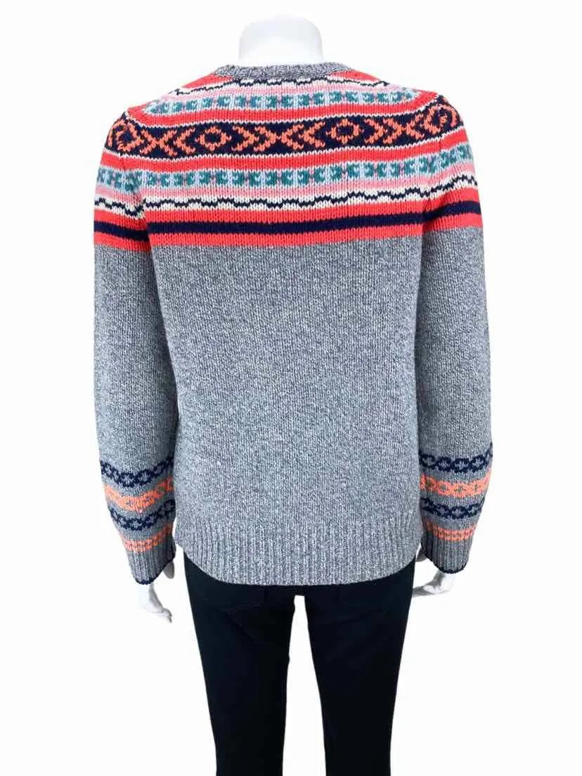 J. Crew Factory, Women's Fairisle Crewneck Sweater, Grey Heather/Multi, Size M