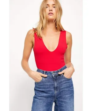 Keep it Sleek Bodysuit Red