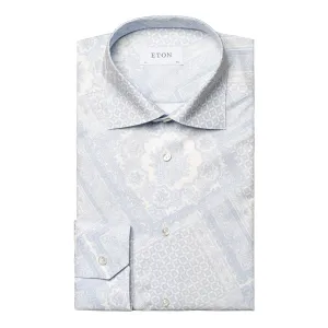 Light Blue Patchwork Contemporary Fit Twill Shirt