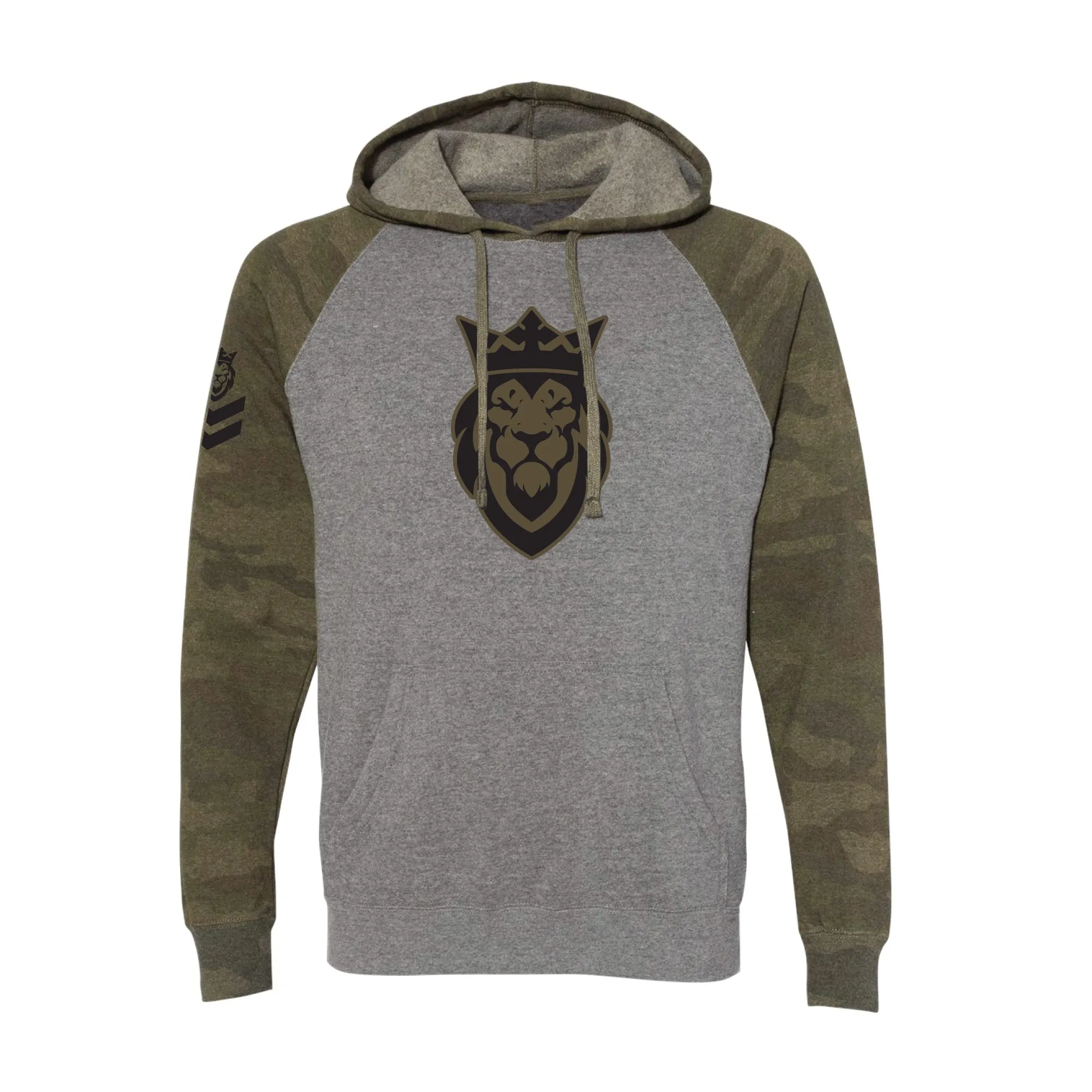 Lion Camo/Gunmetal Heather Raglan Hooded Sweatshirt