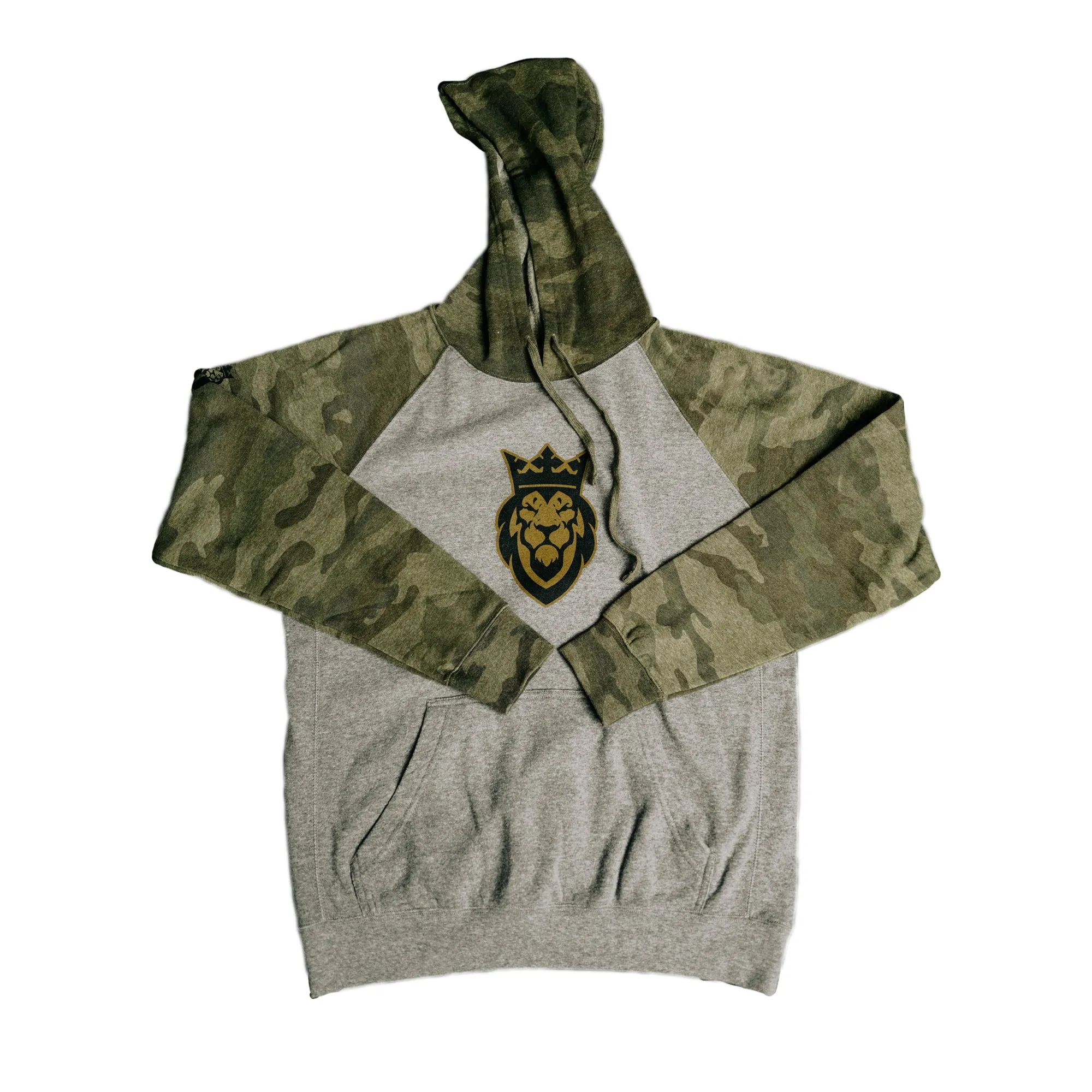 Lion Camo/Gunmetal Heather Raglan Hooded Sweatshirt