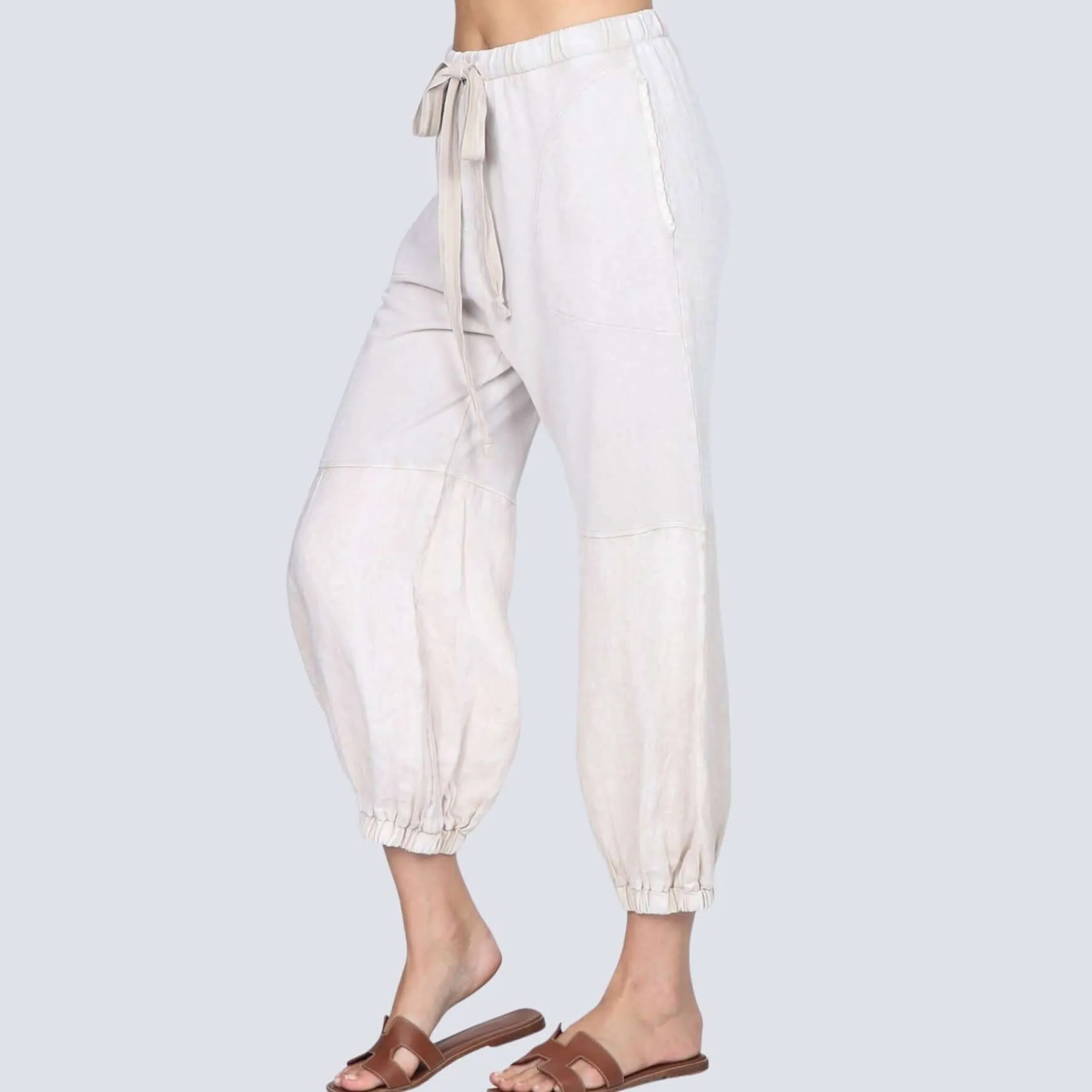 Luxury Linen Mineral Washed Joggers Made in USA