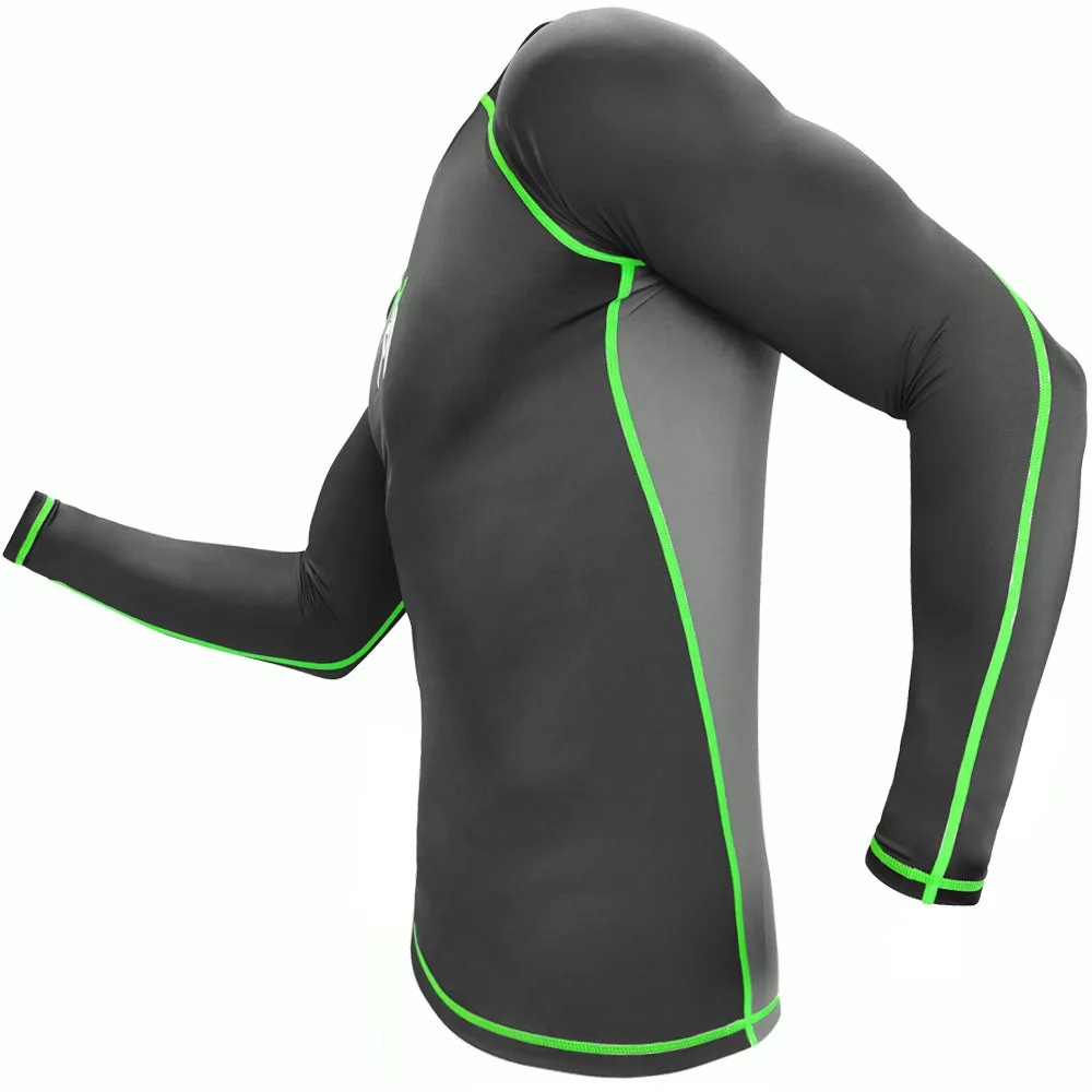 Meister Rush Long-Sleeve Rash Guard - Black/Neon Green