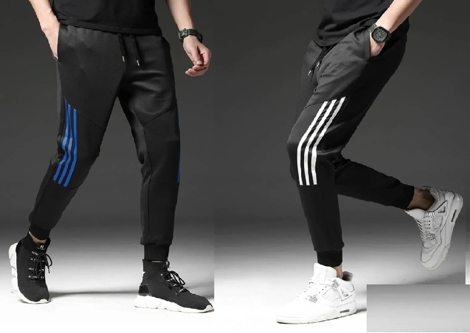 Men Black Solid Polyester Slim Fit Joggers (Pack of 2)