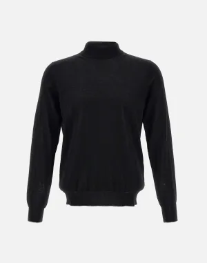 Men's Black Merino Wool Sweater