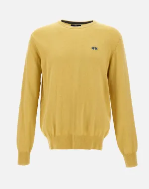 Men's Ocher Yellow Wool and Cotton Sweater