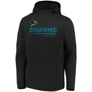 Men's San Jose Sharks Fanatics Branded Black Authentic Pro Locker Room Pullover Hoodie-Black