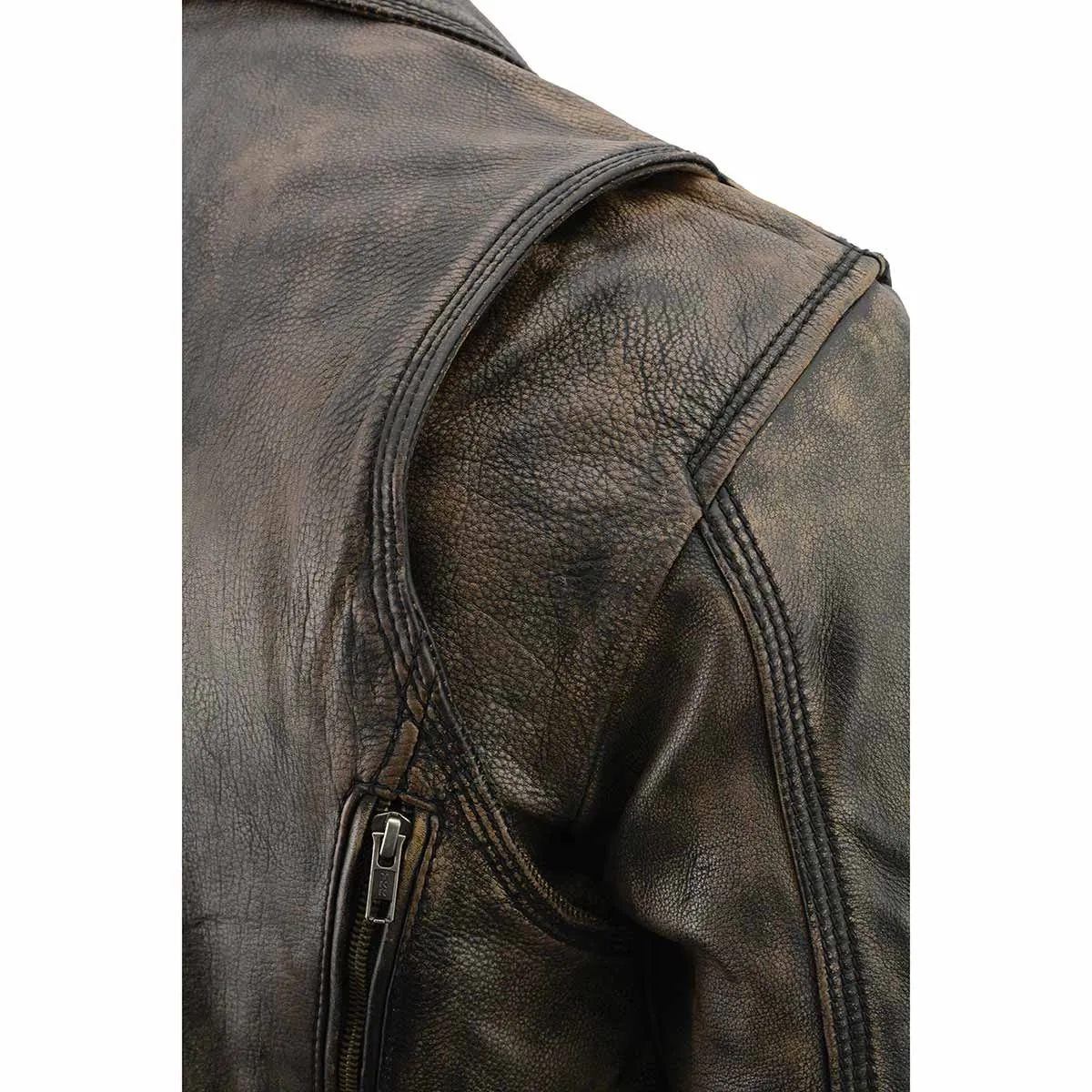 Milwaukee Leather MLM1515 Men's Classic Beltless Distressed Brown