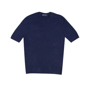 Navy Chevron Knit Short Sleeve T-shirt