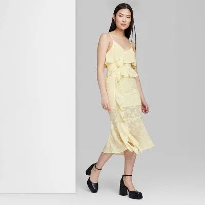 New - Women's Ruffle Midi Dress - Wild Fable Yellow XXS